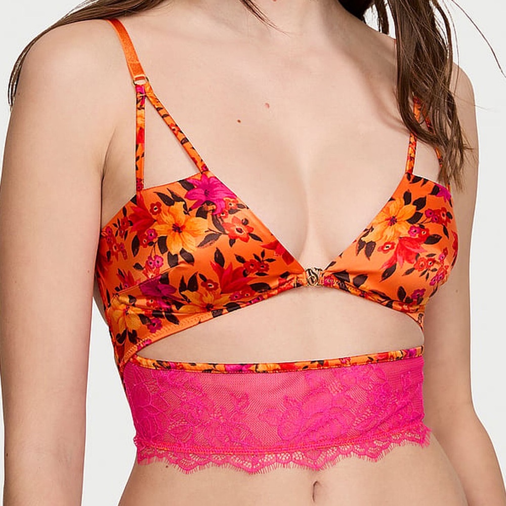 Victoria's Secret Satin Bra Top Pink Lace XS Y2K NWT
